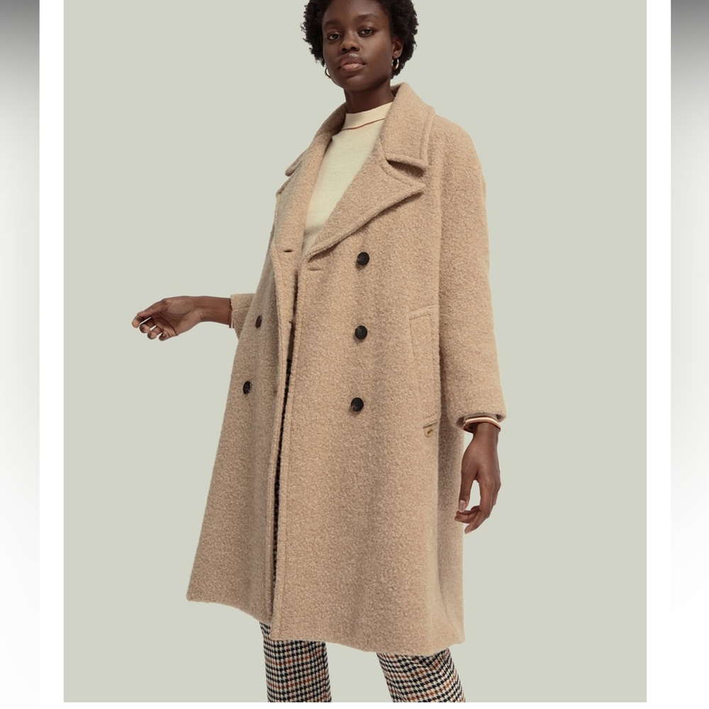 Scotch & Soda Oversized Double-Breasted Boucle Coat, Small